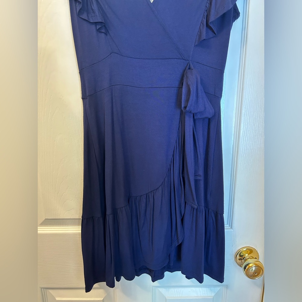 BNWT Navy Blue Faux Tie V-Neck Dress - Picture 7 of 10
